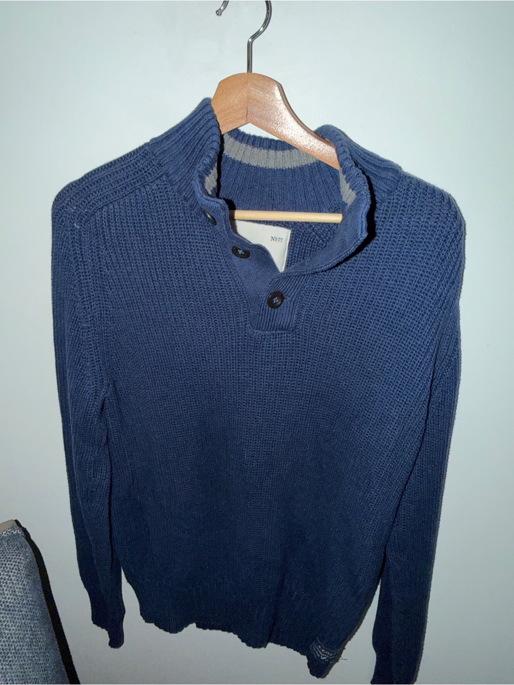 American Eagle Outfitters Navy Zip-Up Knit Sweater